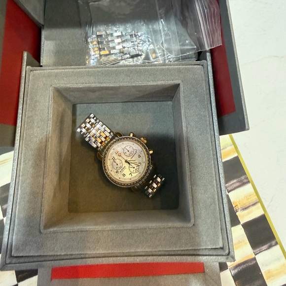 Michele CSX Diamond 18K Gold/ Silver Bracelet Watch - Picture 5 of 12